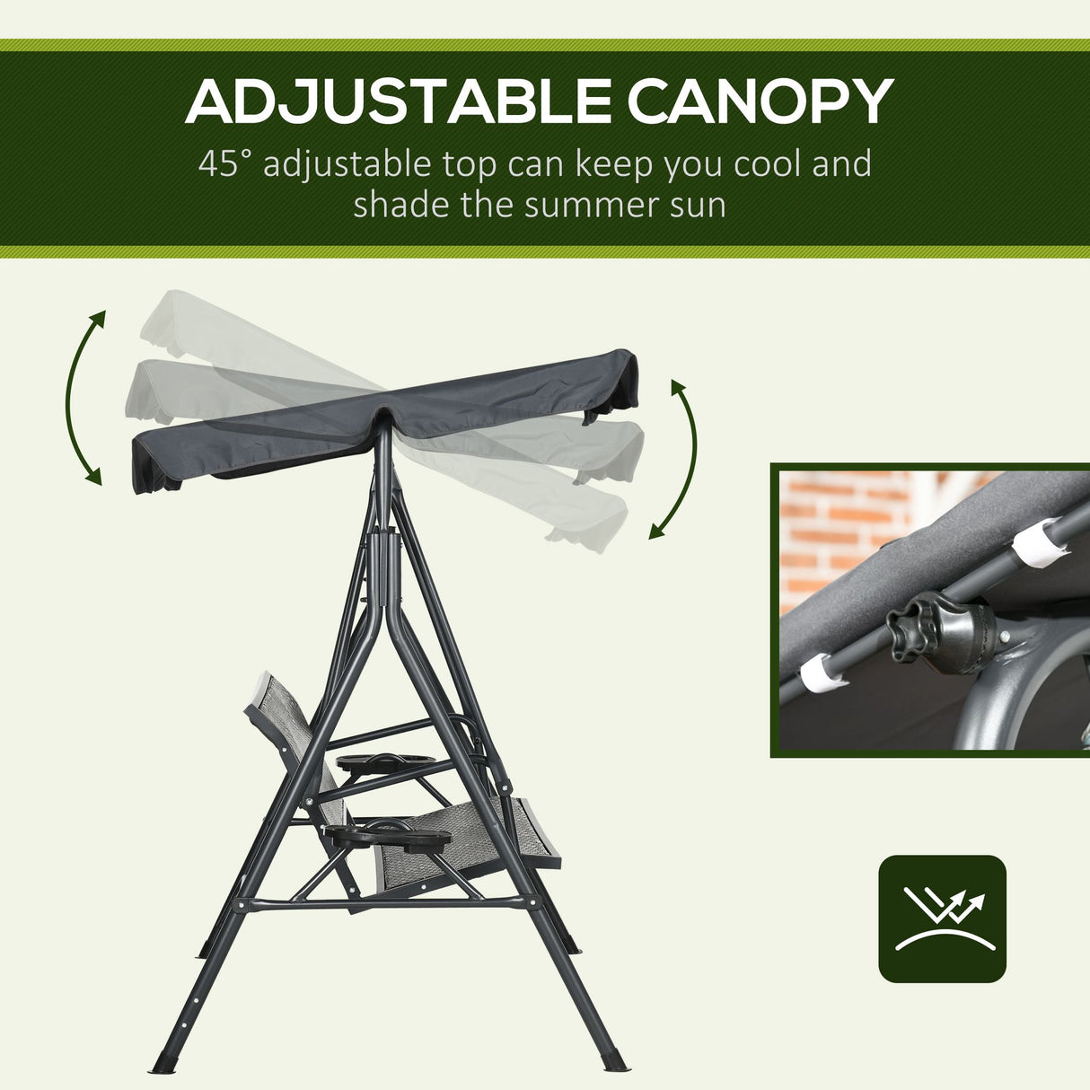 Steel 3 Seater Garden Swing Chair Bench With Adjustable Canopy And Rattan Seat - Velmora