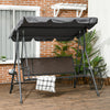 Steel 3 Seater Garden Swing Chair Bench With Adjustable Canopy And Rattan Seat - Velmora