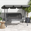 Steel 3 Seater Garden Swing Chair Bench With Adjustable Canopy And Rattan Seat - Velmora