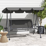 Steel 3 Seater Garden Swing Chair Bench With Adjustable Canopy And Rattan Seat - Velmora
