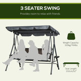 Steel 3 Seater Garden Swing Chair Bench With Adjustable Canopy - Velmora