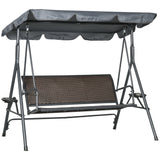 Steel 3 Seater Garden Swing Chair Bench With Adjustable Canopy - Velmora