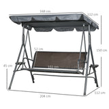 Steel 3 Seater Garden Swing Chair Bench With Adjustable Canopy - Velmora