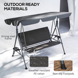Steel 3 Seater Garden Swing Chair Bench With Adjustable Canopy - Velmora