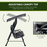 Steel 3 Seater Garden Swing Chair Bench With Adjustable Waterproof Canopy - Velmora