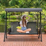 Steel 3 Seater Garden Swing Chair Bench With High Back Design - Velmora