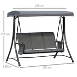 Steel 3 Seater Garden Swing Chair Bench With High Back Design - Velmora