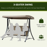 Steel 3 Seater Garden Swing Chair Bench With High Back Design - Velmora