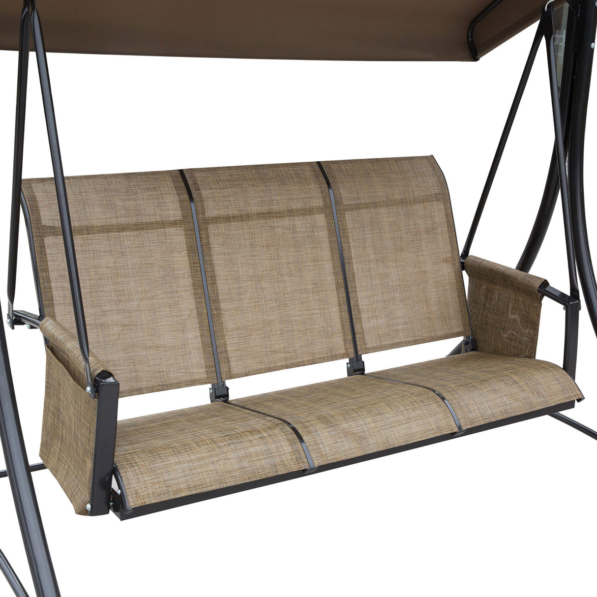 Steel 3 Seater Garden Swing Chair Bench With High Back Design - Velmora