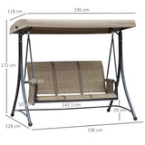 Steel 3 Seater Garden Swing Chair Bench With High Back Design - Velmora