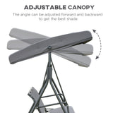 Steel 3 Seater Garden Swing Chair With Canopy - Velmora
