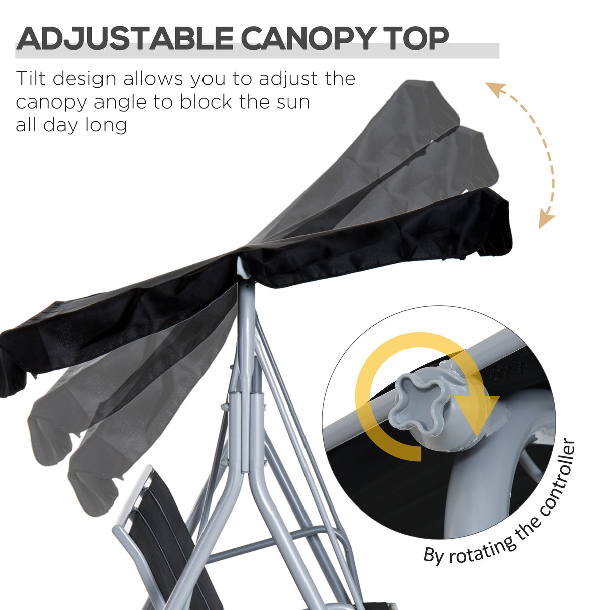 Steel 3 Seater Garden Swing Chair With Canopy - Velmora