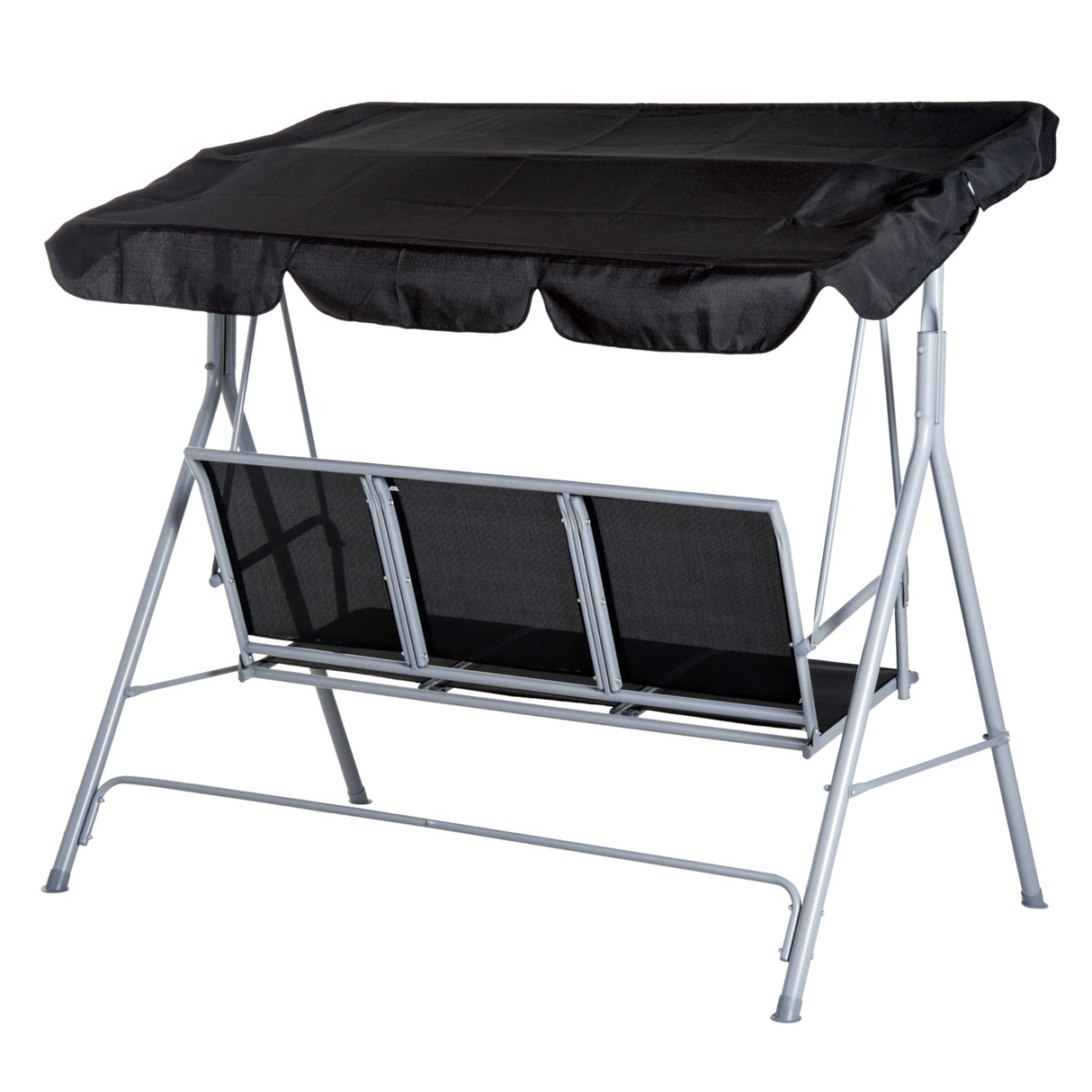 Steel 3 Seater Garden Swing Chair With Canopy - Velmora