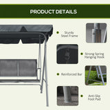 Steel 3 Seater Garden Swing Chair With Canopy - Velmora