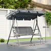 Steel 3 Seater Garden Swing Chair With Canopy - Velmora