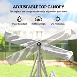 Steel 3 Seater Garden Swing Chair With Canopy - Velmora