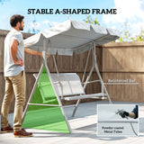 Steel 3 Seater Garden Swing Chair With Canopy - Velmora