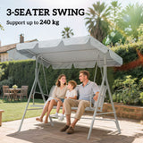 Steel 3 Seater Garden Swing Chair With Canopy - Velmora