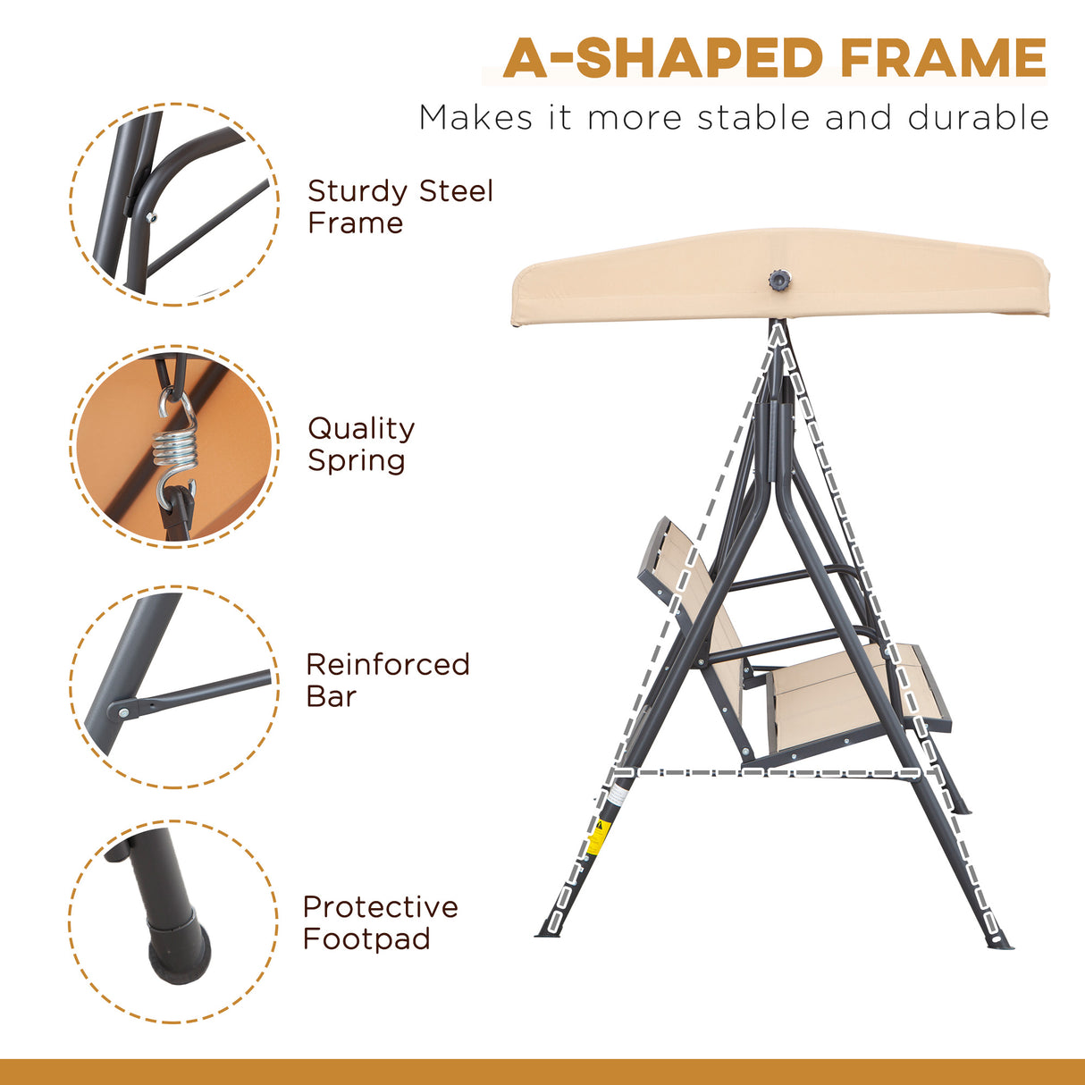 Steel 3 Seater Garden Swing Chair With Canopy - Velmora