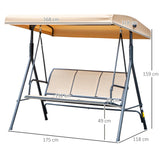 Steel 3 Seater Garden Swing Chair With Canopy - Velmora
