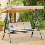 Steel 3 Seater Garden Swing Chair With Canopy - Velmora