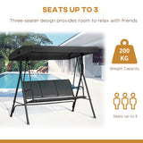 Steel 3 Seater Garden Swing Chair With Canopy - Velmora