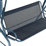 Steel 3 Seater Garden Swing Seat Bench With Adjustable Canopy And Stripes - Velmora