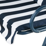Steel 3 Seater Garden Swing Seat Bench With Adjustable Canopy And Stripes - Velmora
