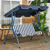 Steel 3 Seater Garden Swing Seat Bench With Adjustable Canopy And Stripes - Velmora