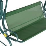 Steel 3 Seater Garden Swing Seat Bench With Adjustable Canopy And Stripes - Velmora