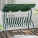 Steel 3 Seater Garden Swing Seat Bench With Adjustable Canopy And Stripes - Velmora