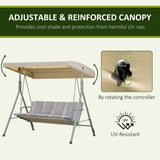 Steel 3 Seater Garden Swing Seat Bench With Canopy - Velmora