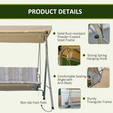 Steel 3 Seater Garden Swing Seat Bench With Canopy - Velmora