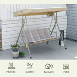 Steel 3 Seater Garden Swing Seat Bench With Canopy - Velmora