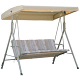 Steel 3 Seater Garden Swing Seat Bench With Canopy - Velmora