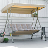 Steel 3 Seater Garden Swing Seat Bench With Canopy - Velmora