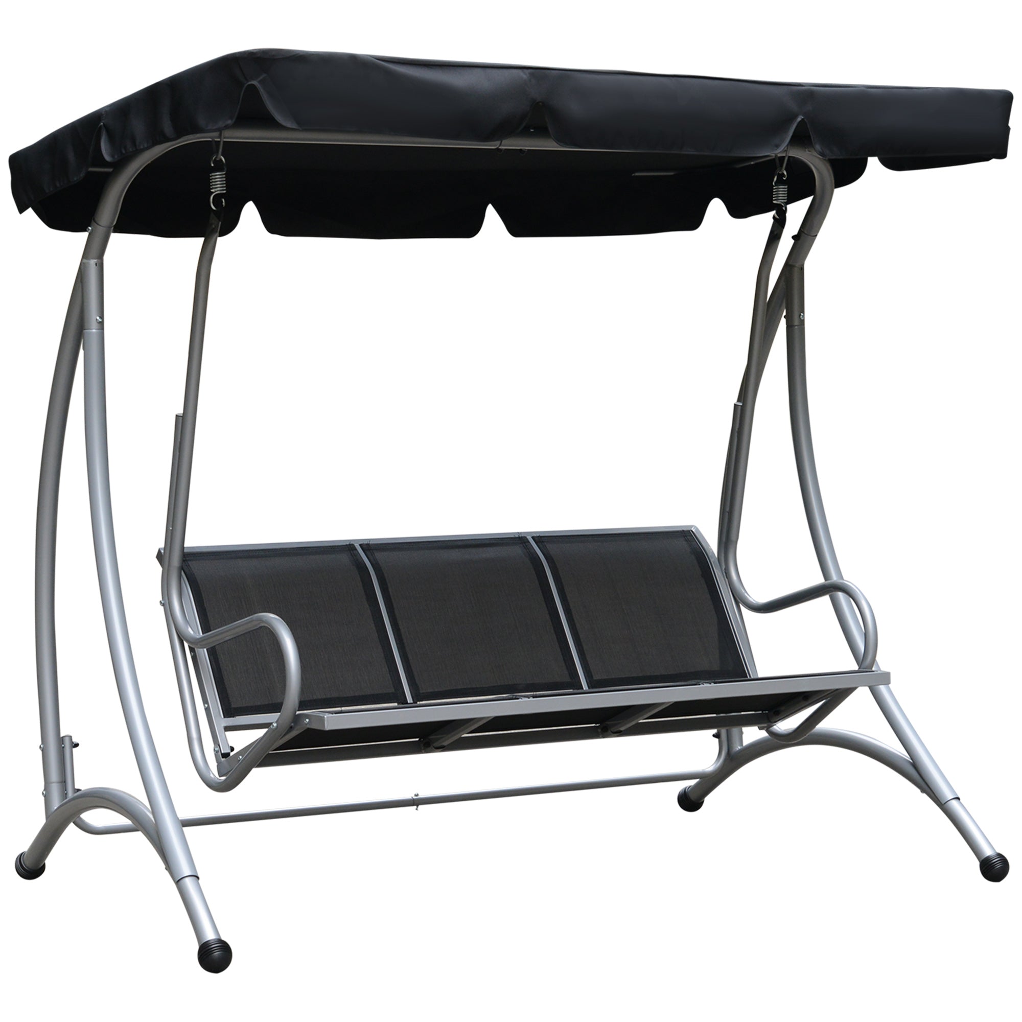 Steel 3 Seater Outdoor Porch Swing Chair Bench With Canopy - Velmora