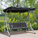 Steel 3 Seater Outdoor Porch Swing Chair Bench With Canopy - Velmora