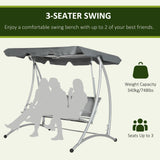 Steel 3 Seater Outdoor Porch Swing Chair Bench With Canopy - Velmora