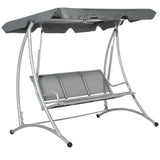 Steel 3 Seater Outdoor Porch Swing Chair Bench With Canopy - Velmora