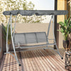 Steel 3 Seater Outdoor Porch Swing Chair Bench With Canopy - Velmora
