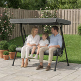 Steel 3 Seater Outdoor Porch Swing Chair Bench - Velmora