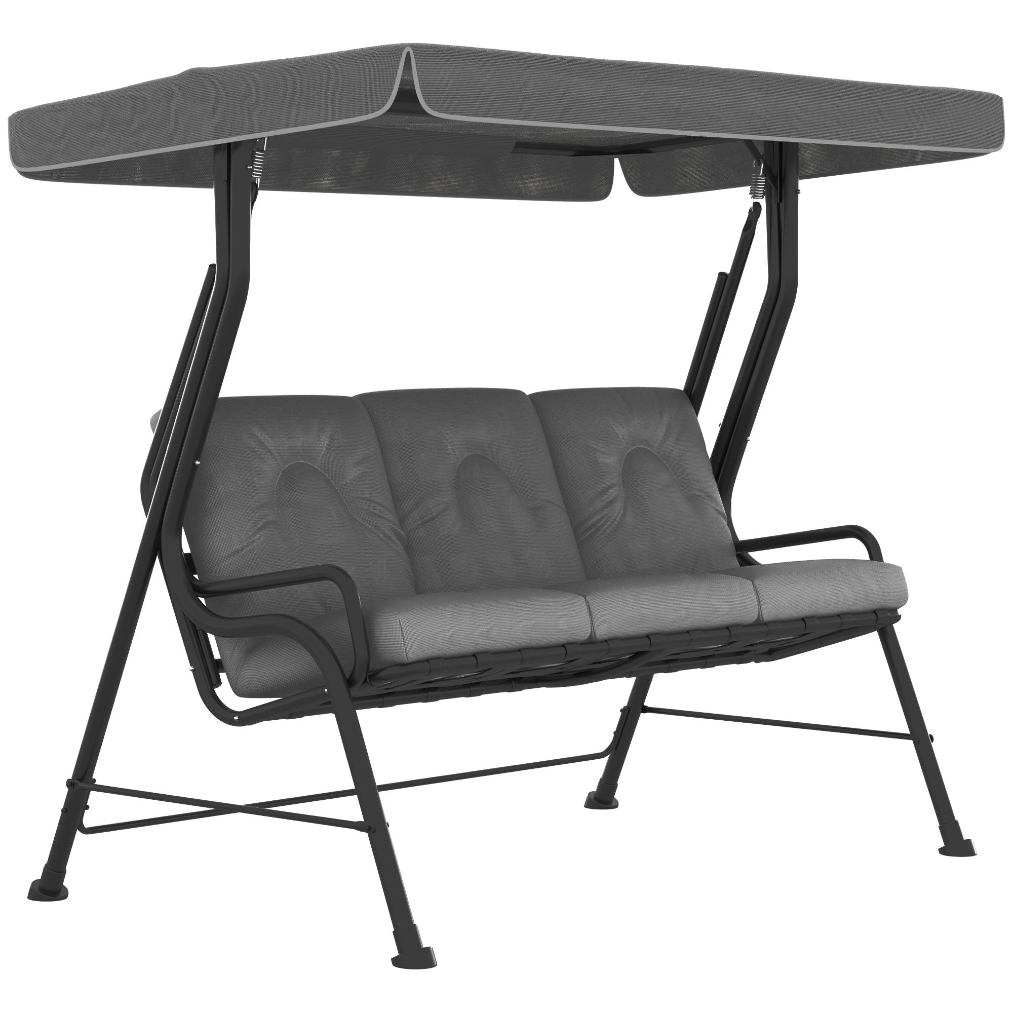 Steel 3 Seater Outdoor Porch Swing Chair Bench - Velmora