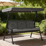 Steel 3 Seater Outdoor Porch Swing Chair Bench - Velmora
