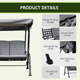 Steel 3 Seater Outdoor Porch Swing Chair Bench - Velmora
