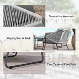 Steel 4 Pieces Outdoor Garden Sofa Set With Glass Top Coffee Table - Velmora
