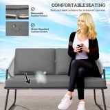Steel 4 Pieces Outdoor Garden Sofa Set With Glass Top Coffee Table - Velmora