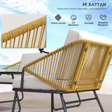 Steel 4 Pieces Outdoor Garden Sofa Set With Glass Top Coffee Table - Velmora
