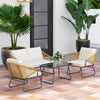 Steel 4 Pieces Outdoor Garden Sofa Set With Glass Top Coffee Table - Velmora