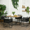 Steel 4 Seater Garden Dining Set With Rattan Cube Armchairs And Slatted Table - Velmora